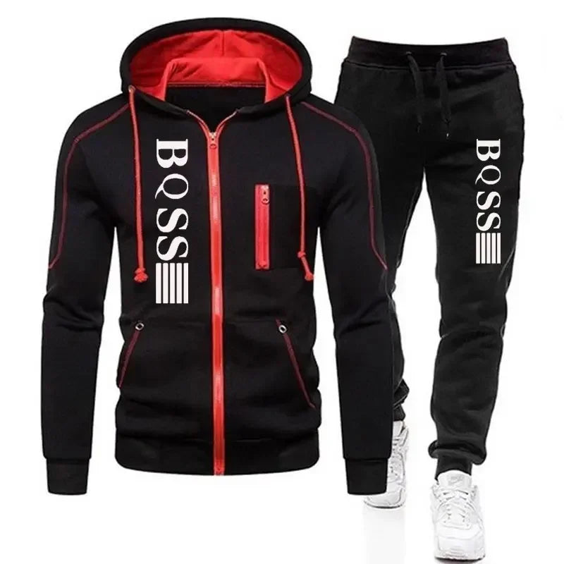 Men's Tracksuit Set – Zipper Cardigan Jacket & Elastic Waist Sweatpants | Autumn Fitness Outfit - ZOOMNSTORE