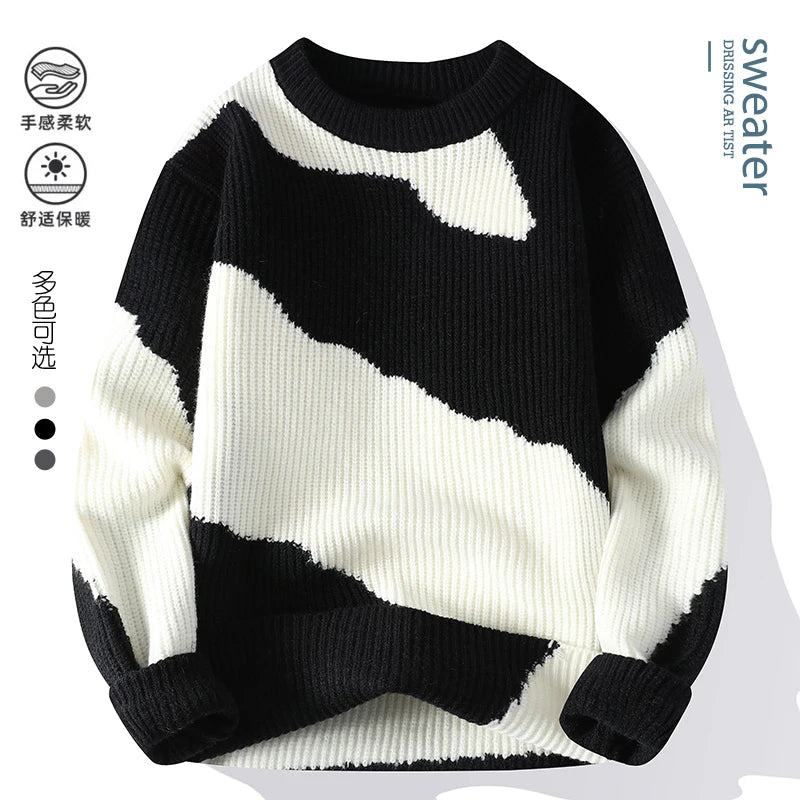 Men's Warm Sweater - Casual Knit Pullover | Autumn Winter Tops, Thick Microfiber - ZOOMNSTORE