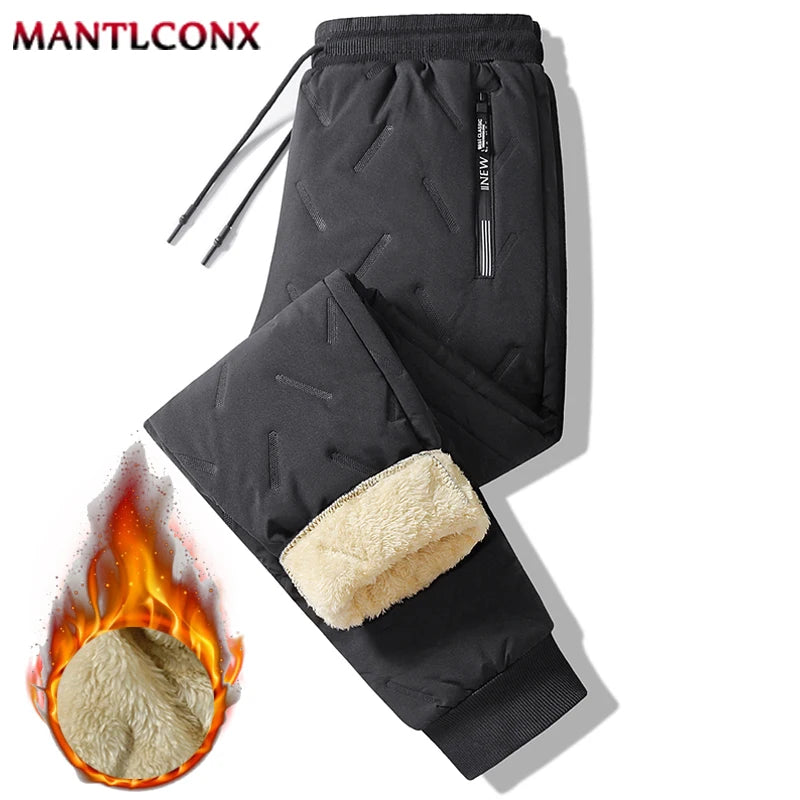 New Fleece Warm Winter Men's Pants Casual Thicken Joggers Pants for Men Thermal Padded Trousers Black Sweatpants Men Waterproof - ZOOMNSTORE