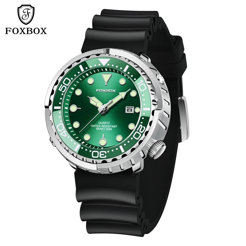 Mens 50ATM Waterproof Diver Watch - Fashion Sport Quartz Wristwatch - ZOOMNSTORE