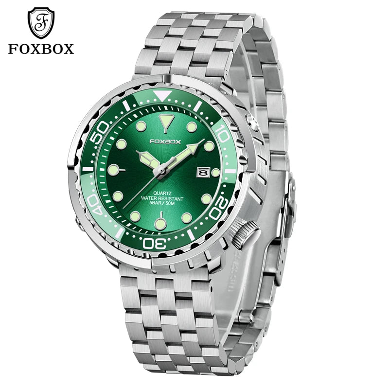 Mens 50ATM Waterproof Diver Watch - Fashion Sport Quartz Wristwatch - ZOOMNSTORE