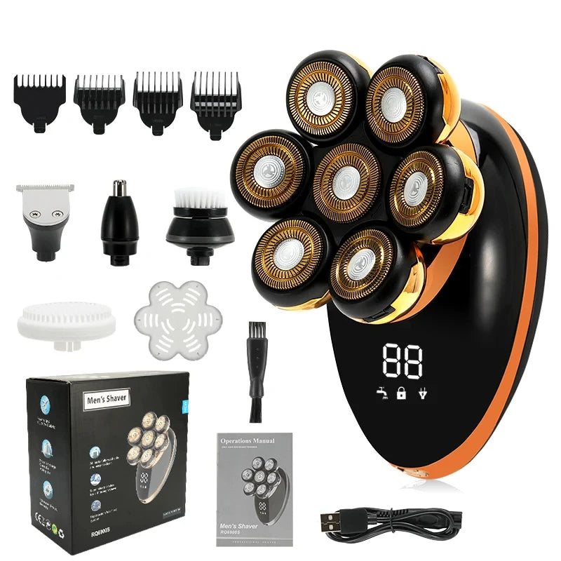 Mens 7D Electric Shaver - WetDry Beard Trimmer with LCD Display - ZOOMNSTORE
