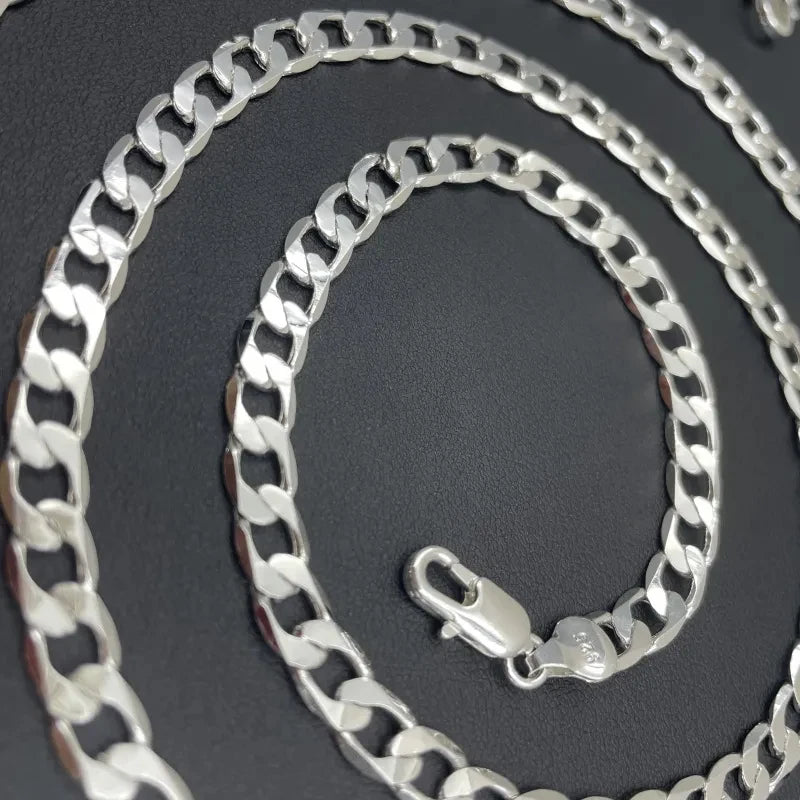 Mens 925 Sterling Silver Face Chain Necklace - Adjustable 40-75cm 2-12MM Lobster Clasp Jewelry Gift - ZOOMNSTORE