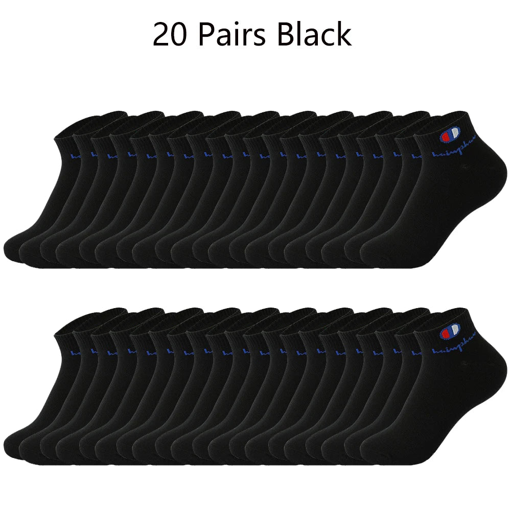 Mens Ankle Socks - Cotton Athletic Socks Breathable Black White Classic Fashion 51020 Pairs - ZOOMNSTORE