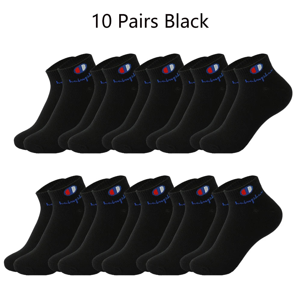 Mens Ankle Socks - Cotton Athletic Socks Breathable Black White Classic Fashion 51020 Pairs - ZOOMNSTORE