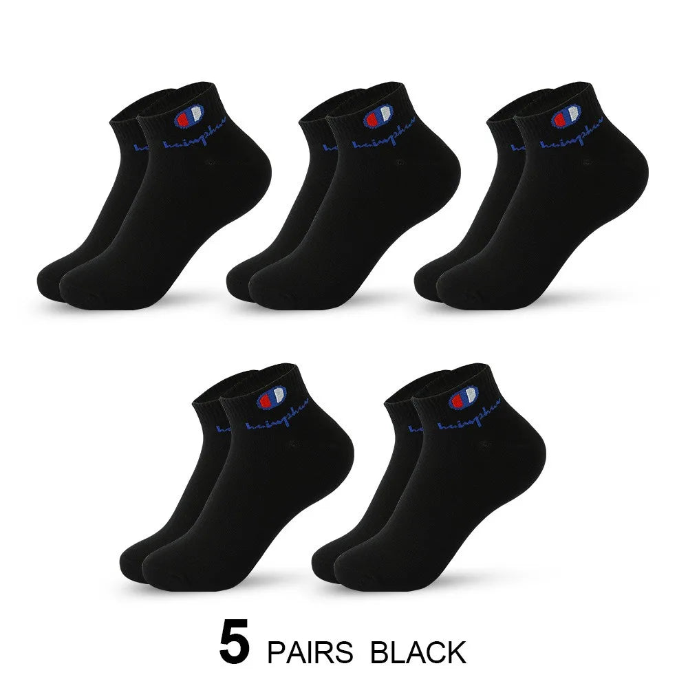 Mens Ankle Socks - Cotton Athletic Socks Breathable Black White Classic Fashion 51020 Pairs - ZOOMNSTORE