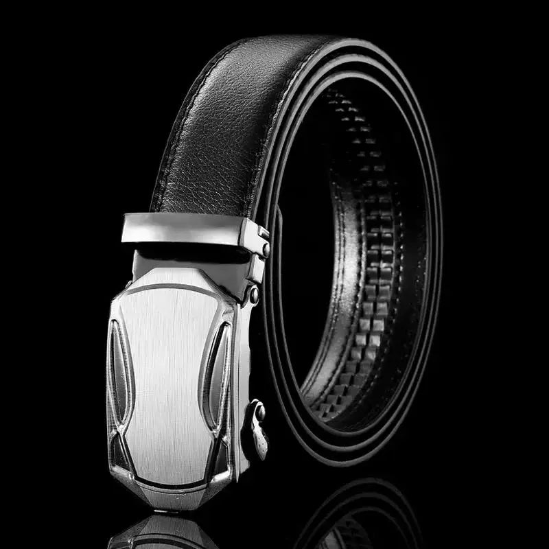 Mens Black PU Leather Automatic Buckle Business Belt - Top Quality Waistband for Jeans - ZOOMNSTORE