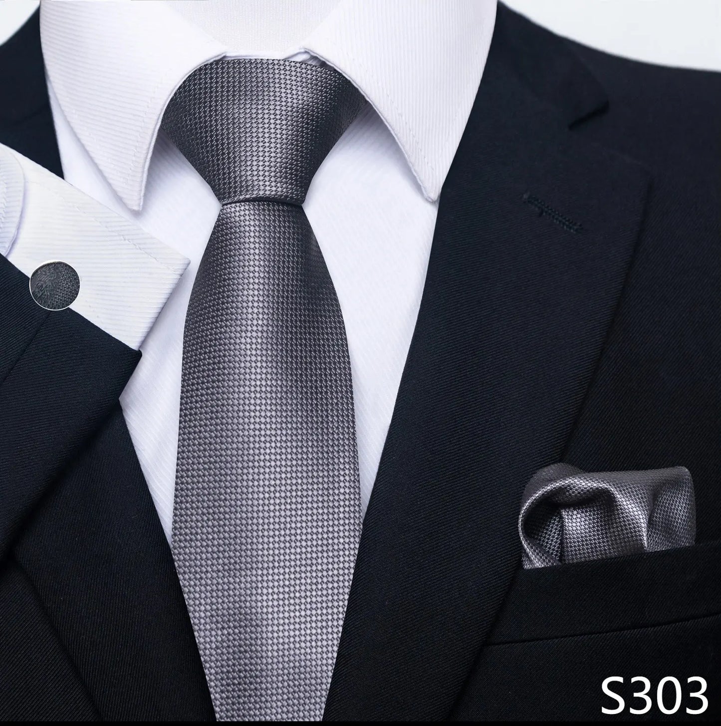 Mens Blue Gold Tie Pocket Square Set - Wedding Party Accessories - ZOOMNSTORE