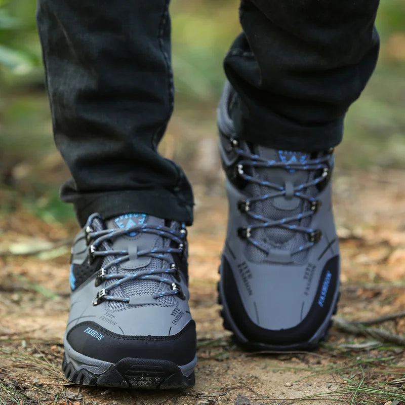 Mens Breathable Leather Sneakers - Comfortable Non-Slip Casual Walking Hiking Shoes - ZOOMNSTORE