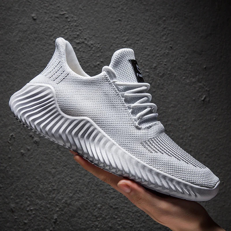 Mens Breathable White Sneakers - High Quality Casual Gym Footwear 2022 - ZOOMNSTORE
