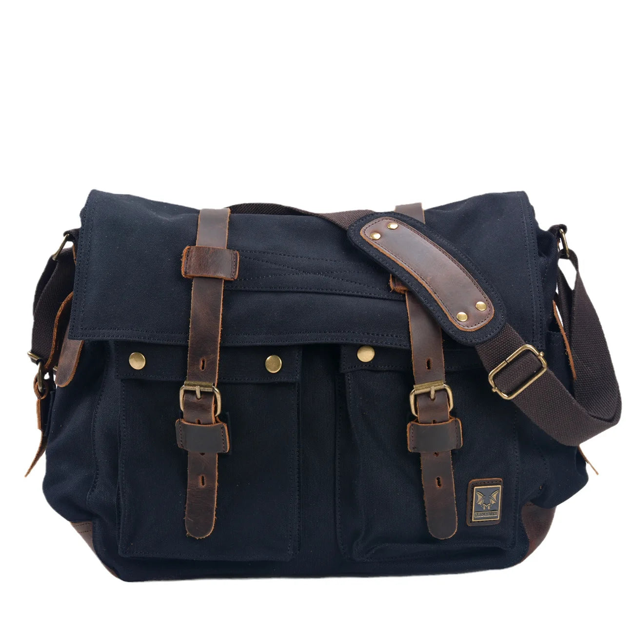 Mens Canvas Leather Messenger Bag - Large Satchel Shoulder Briefcase for Travel and Laptops - ZOOMNSTORE