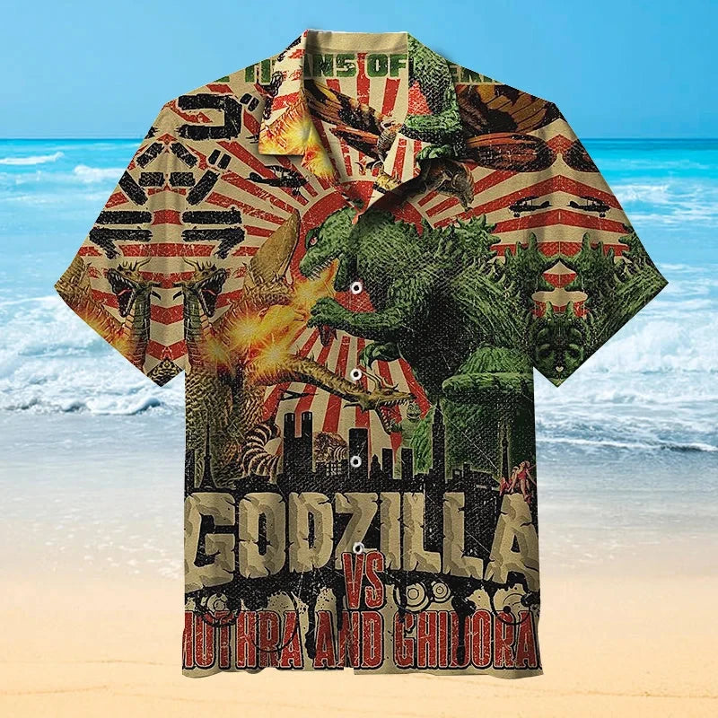 Mens Casual 3D Printed Halloween Shirt - Short Sleeve Horror Print - ZOOMNSTORE