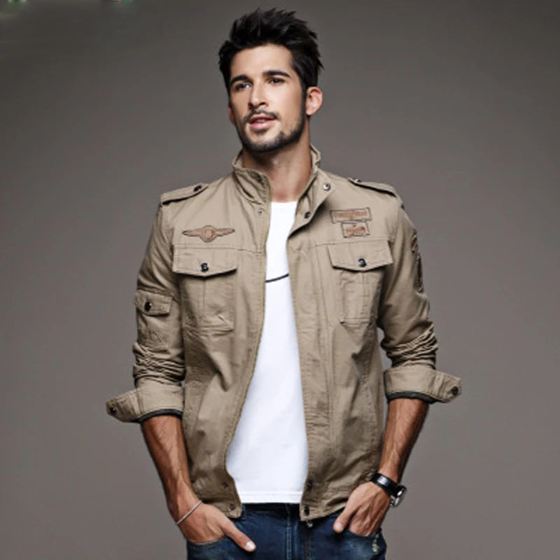 Mens Casual Army Military Jacket - Plus Size M-6XL Spring Autumn Coat - ZOOMNSTORE