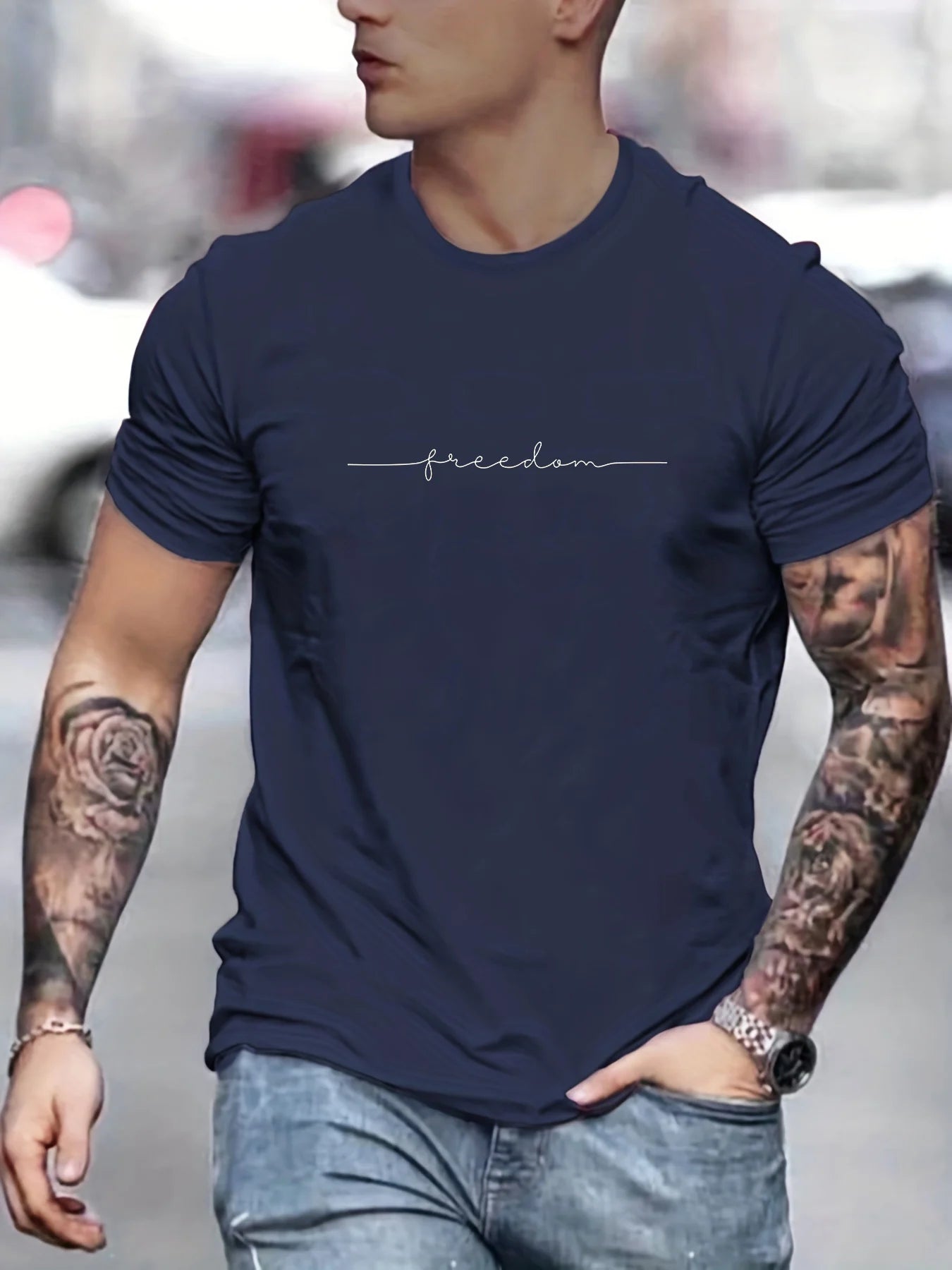 Mens Casual Cotton Graphic T-Shirt - Slim Fit Summer Top - ZOOMNSTORE