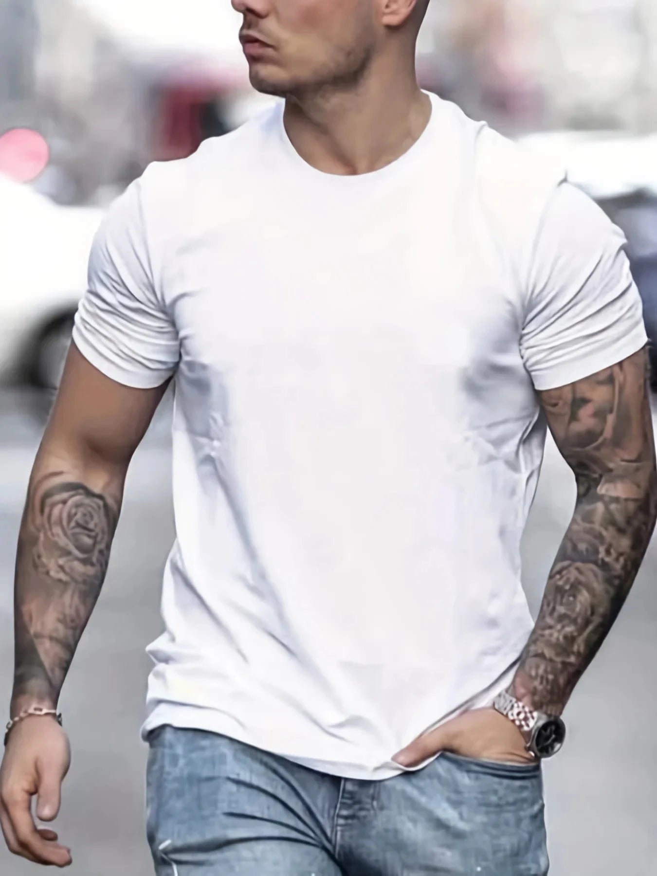 Mens Casual Cotton Graphic T-Shirt - Slim Fit Summer Top - ZOOMNSTORE