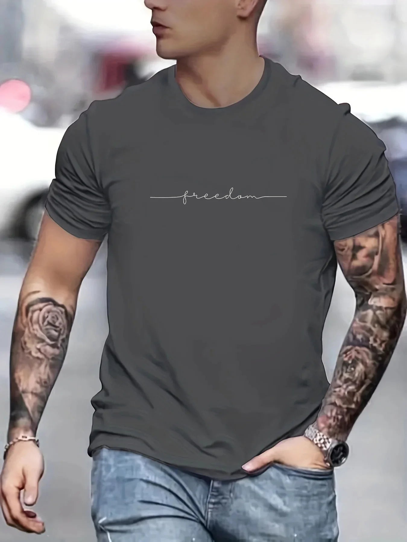 Mens Casual Cotton Graphic T-Shirt - Slim Fit Summer Top - ZOOMNSTORE