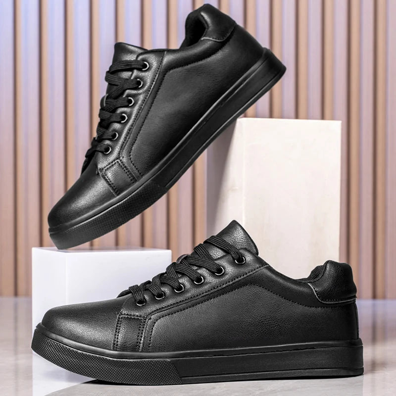 Mens Casual Moccasin Sneakers - Comfortable Black and White Business Shoes - ZOOMNSTORE
