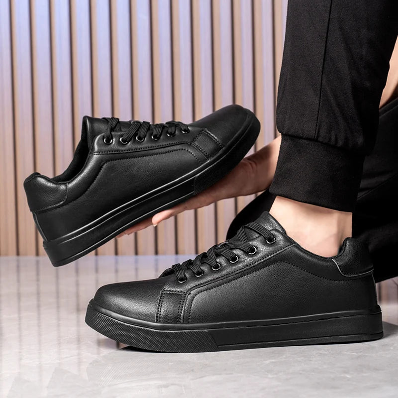 Mens Casual Moccasin Sneakers - Comfortable Black and White Business Shoes - ZOOMNSTORE