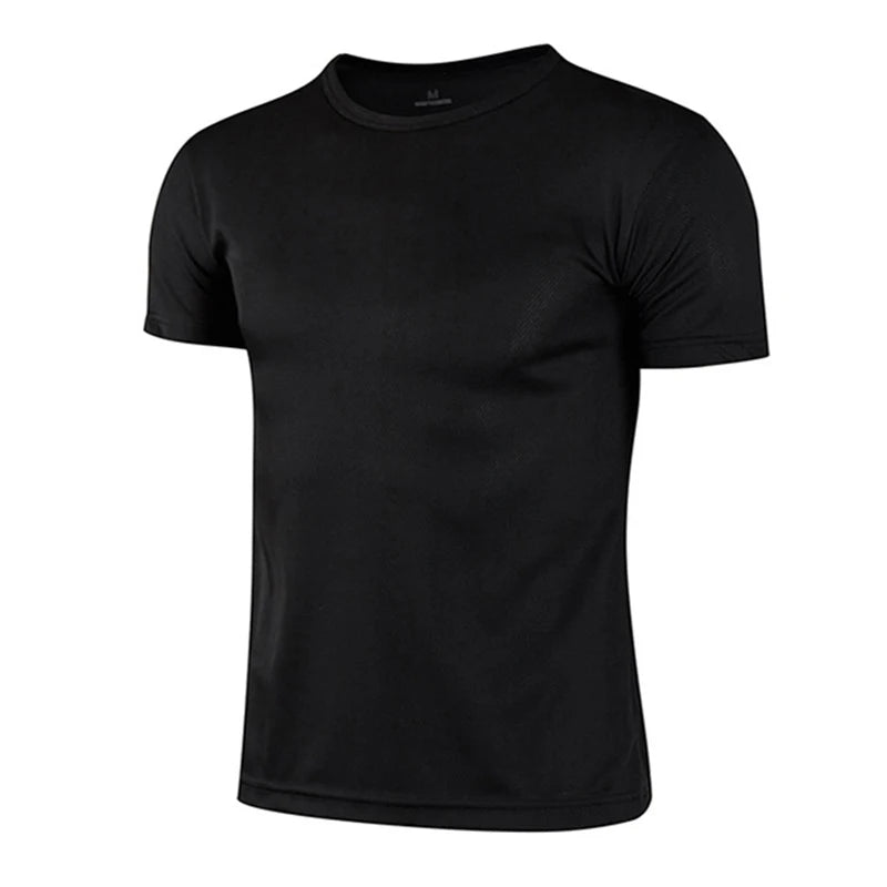 Mens Casual White Short Sleeve T-Shirt - Breathable Quick Dry Gym Top - ZOOMNSTORE