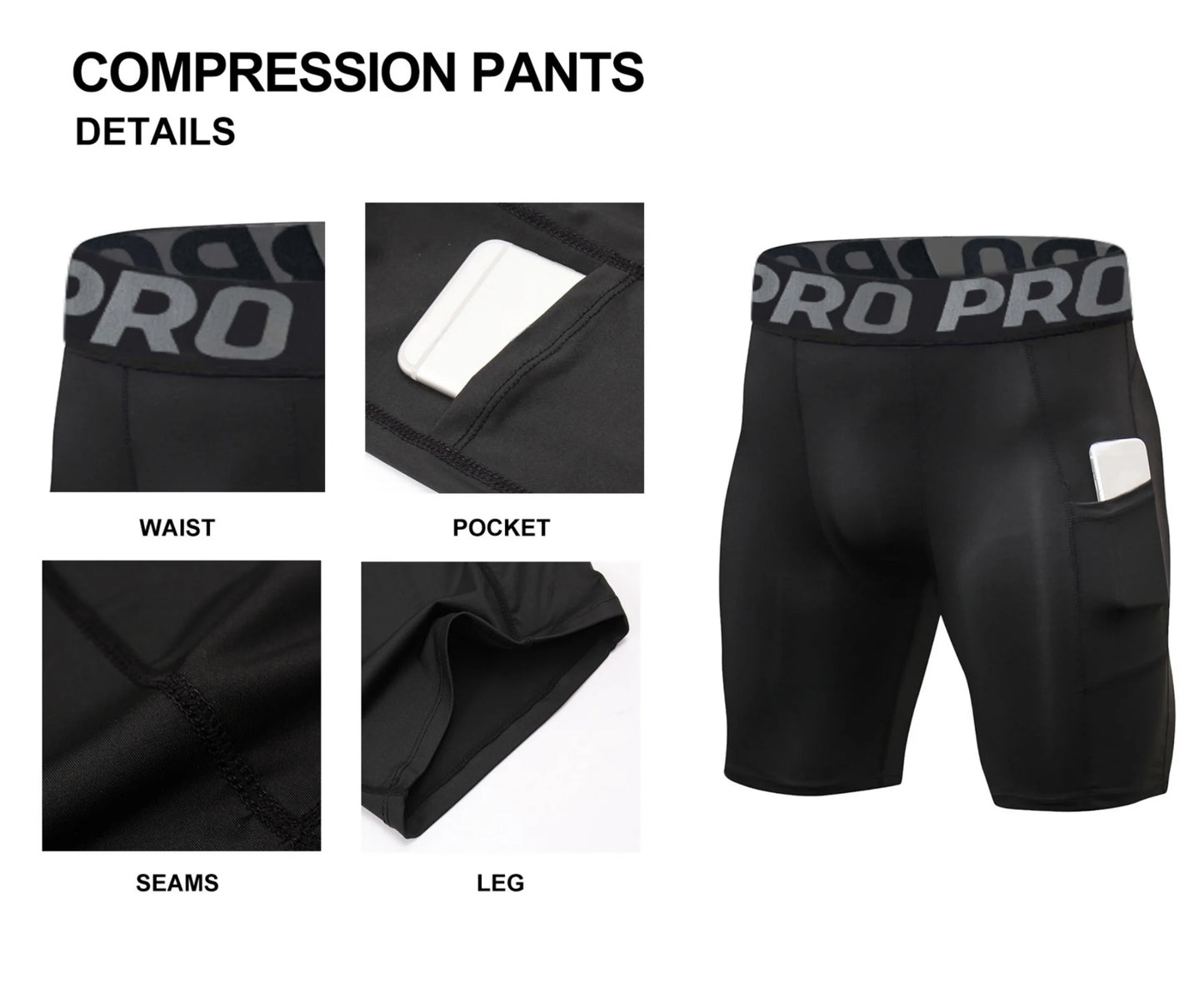 Mens Compression Running Shorts - Spandex Athletic Shorts with Pocket - ZOOMNSTORE