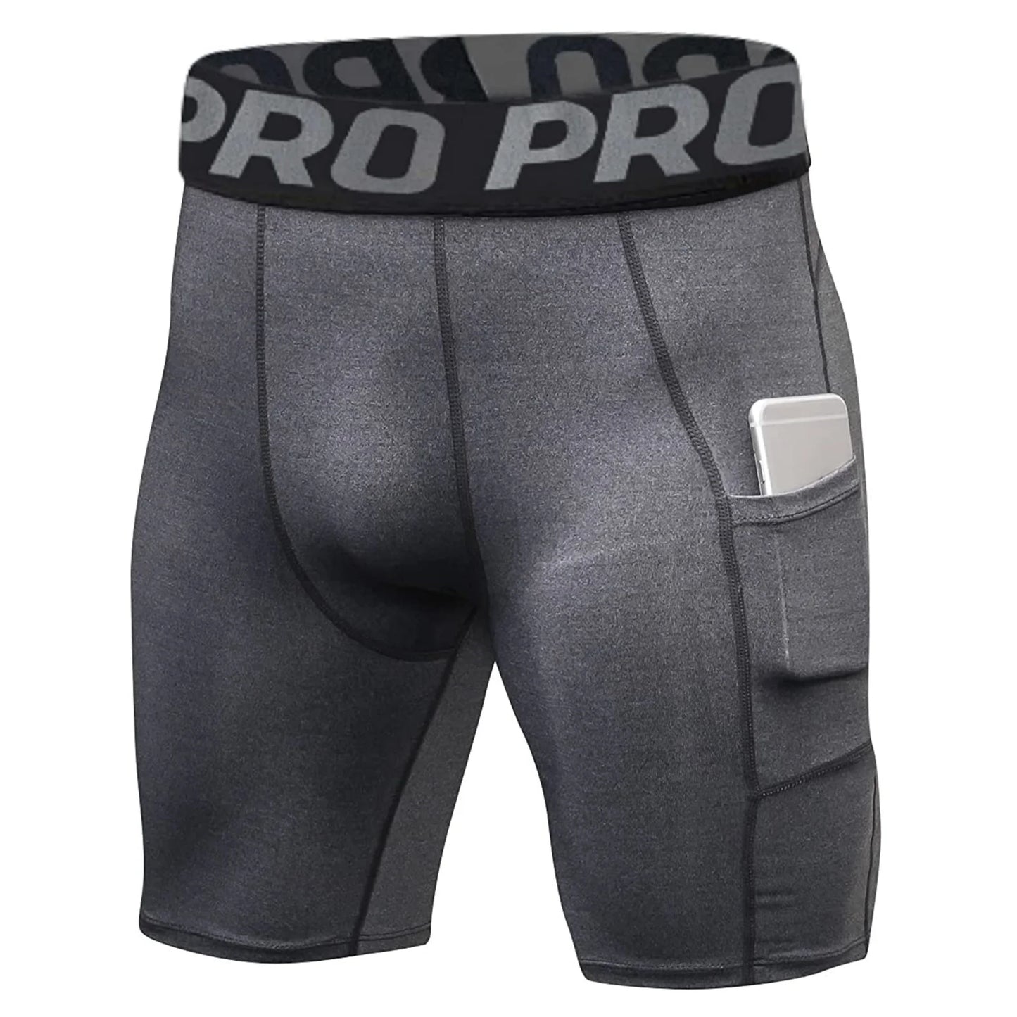 Mens Compression Running Shorts - Spandex Athletic Shorts with Pocket - ZOOMNSTORE
