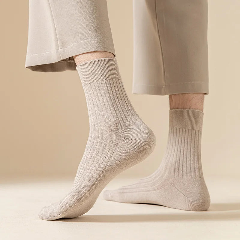 Mens Crew Socks - 3 Pairs Black White Casual Cotton Streetwear - ZOOMNSTORE