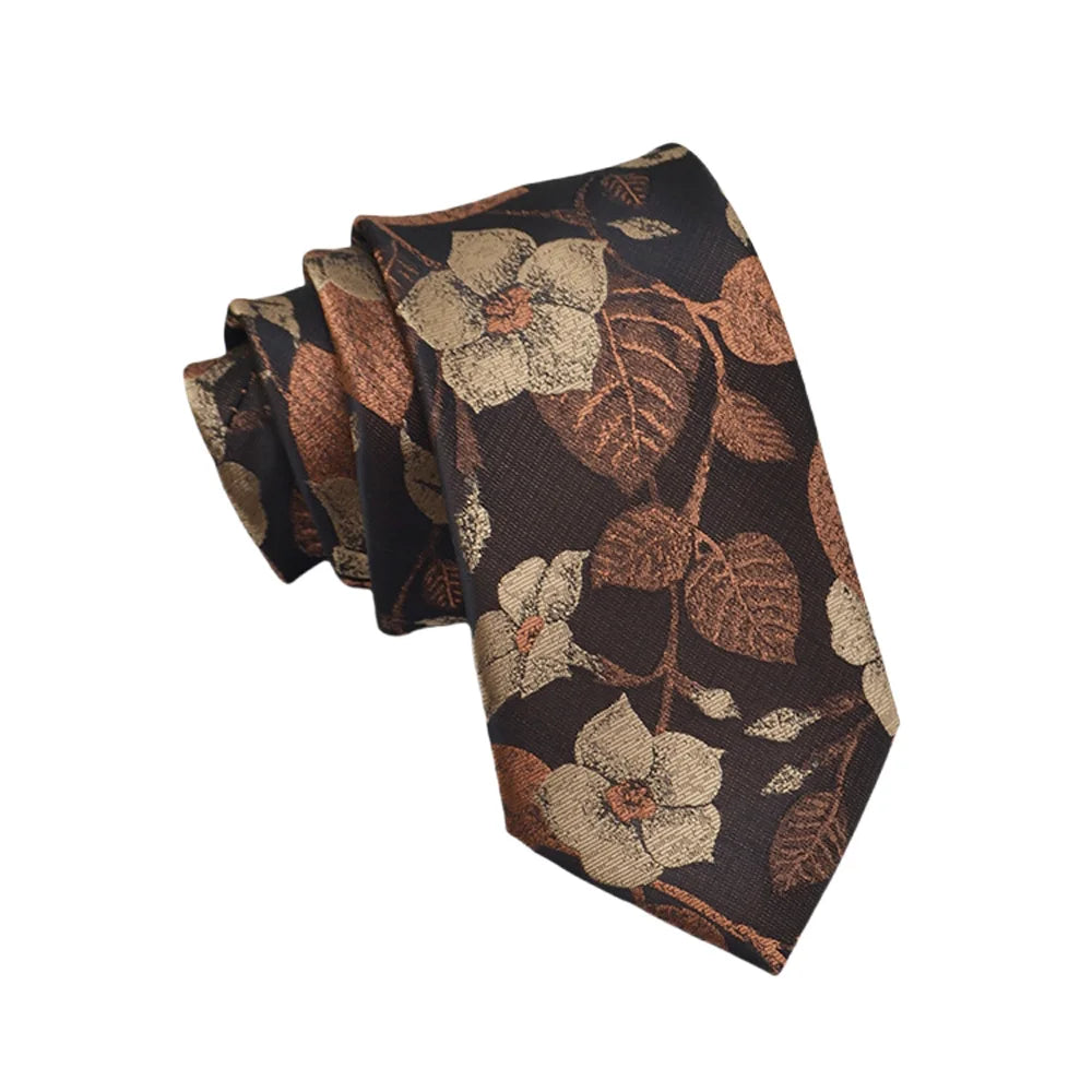 Mens Jacquard Tie - Floral Dot Necktie for Weddings Daily Wear - ZOOMNSTORE