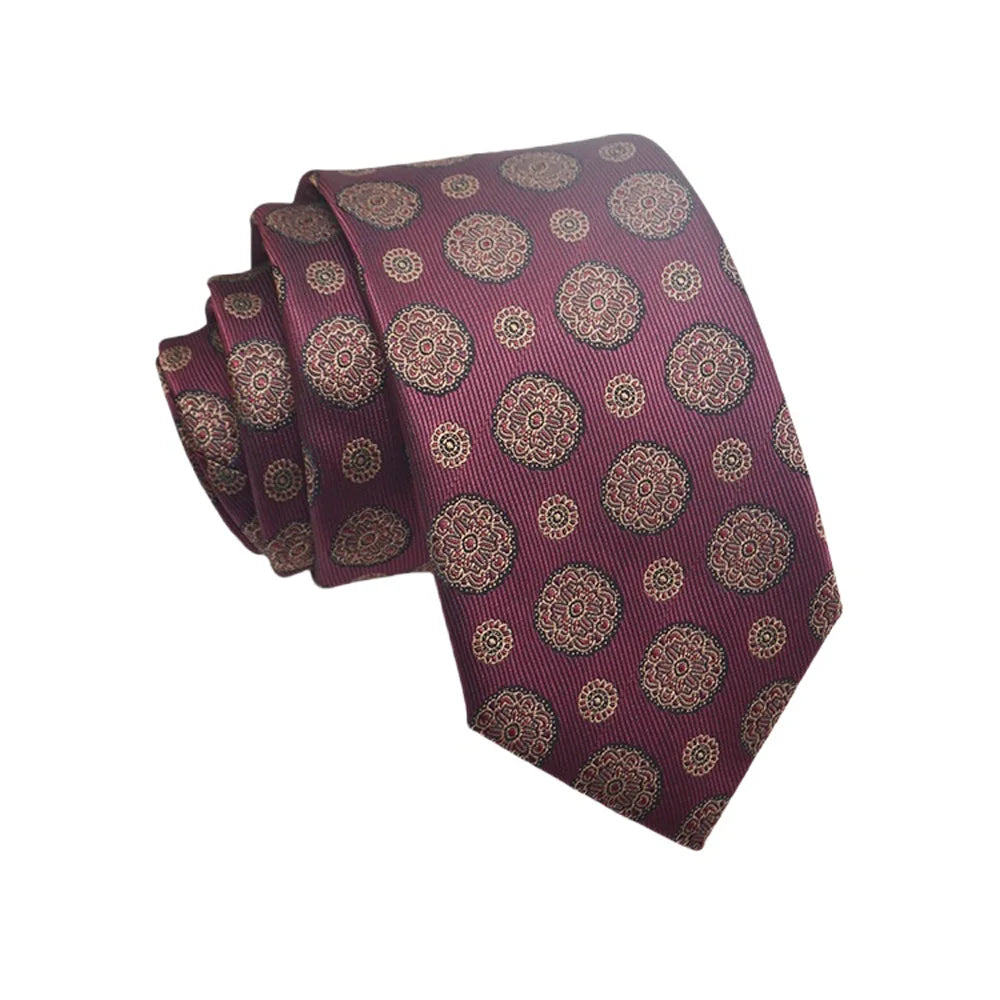 Mens Jacquard Tie - Floral Dot Necktie for Weddings Daily Wear - ZOOMNSTORE