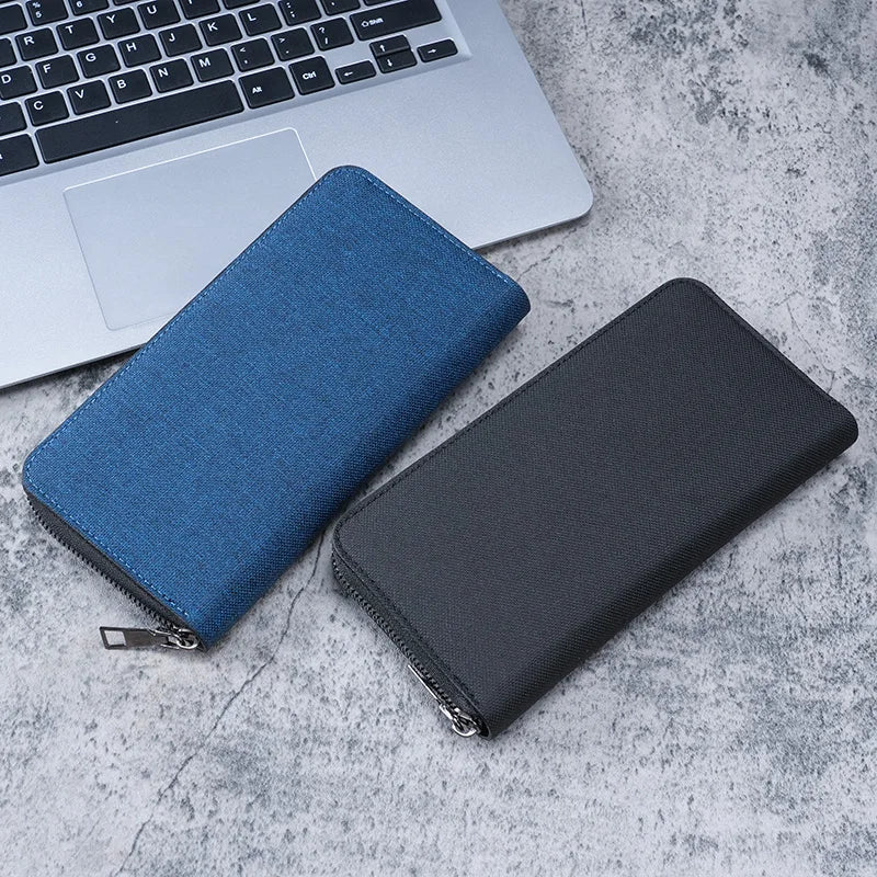 Mens Large Capacity Canvas Wallet - Multi-Card Zipper Clutch - ZOOMNSTORE