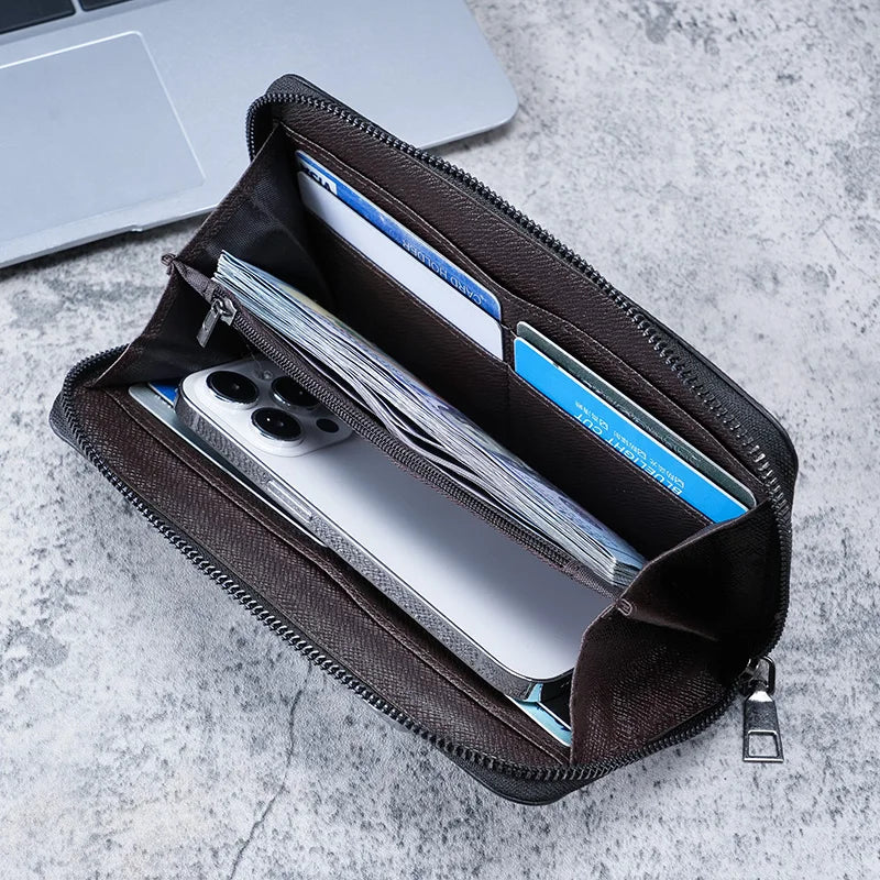 Mens Large Capacity Canvas Wallet - Multi-Card Zipper Clutch - ZOOMNSTORE