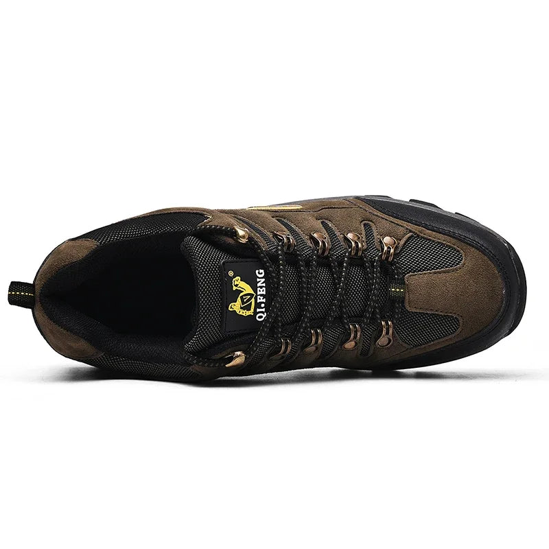Mens Leather Casual Hiking Shoes - Non-Slip Trekking Sneakers - ZOOMNSTORE