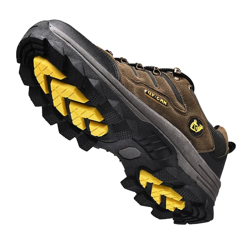 Mens Leather Casual Hiking Shoes - Non-Slip Trekking Sneakers - ZOOMNSTORE