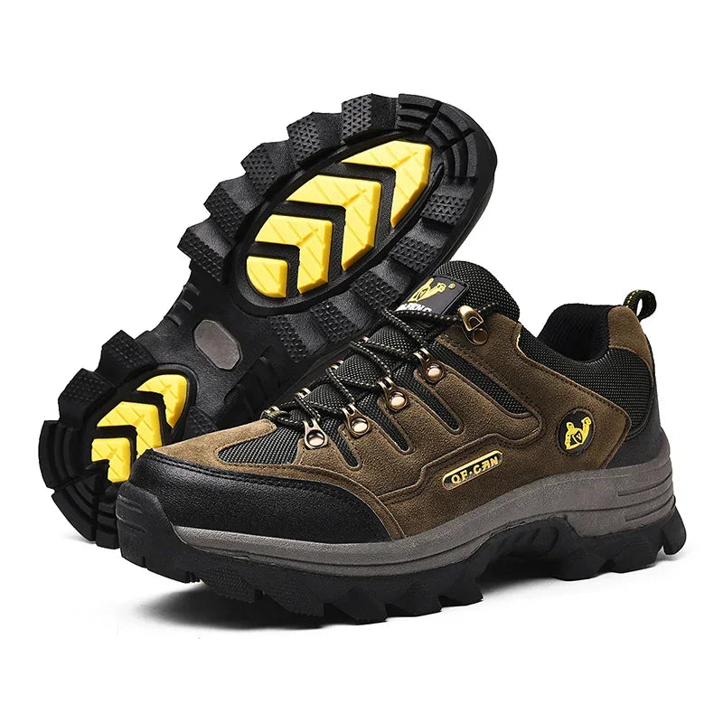 Mens Leather Casual Hiking Shoes - Non-Slip Trekking Sneakers - ZOOMNSTORE