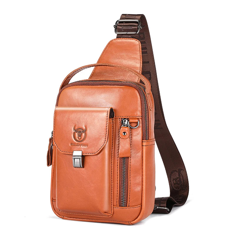 Mens Leather Crossbody Bag - Anti-Theft Chest Bag for Mobile Phones - ZOOMNSTORE