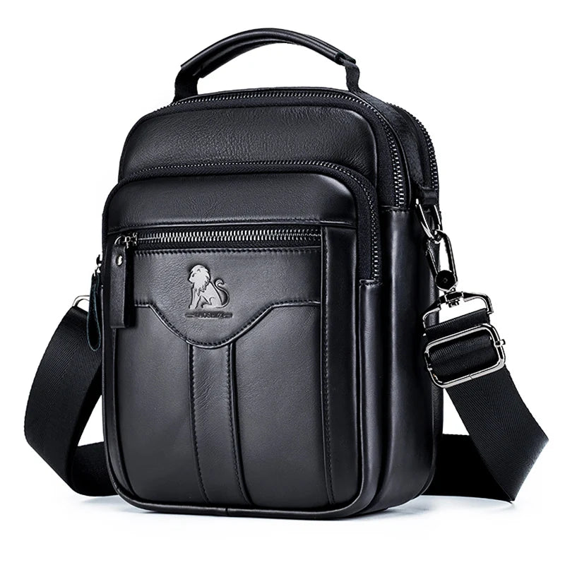 Mens Leather Crossbody Bag - Trendy Retro Cowhide Shoulder Bag - ZOOMNSTORE
