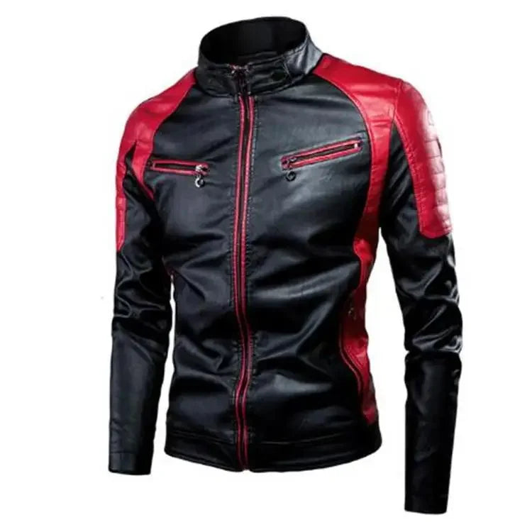 Mens Leather Motorcycle Jacket - Fashionable Casual Vintage Spring Autumn Wear - ZOOMNSTORE