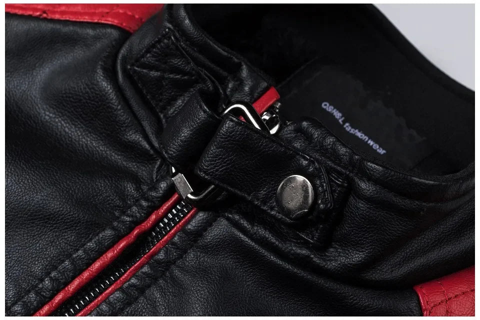 Mens Leather Motorcycle Jacket - Fashionable Casual Vintage Spring Autumn Wear - ZOOMNSTORE