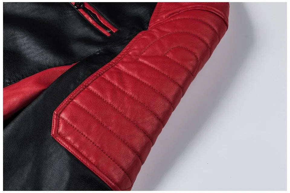 Mens Leather Motorcycle Jacket - Fashionable Casual Vintage Spring Autumn Wear - ZOOMNSTORE