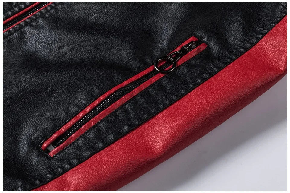 Mens Leather Motorcycle Jacket - Fashionable Casual Vintage Spring Autumn Wear - ZOOMNSTORE