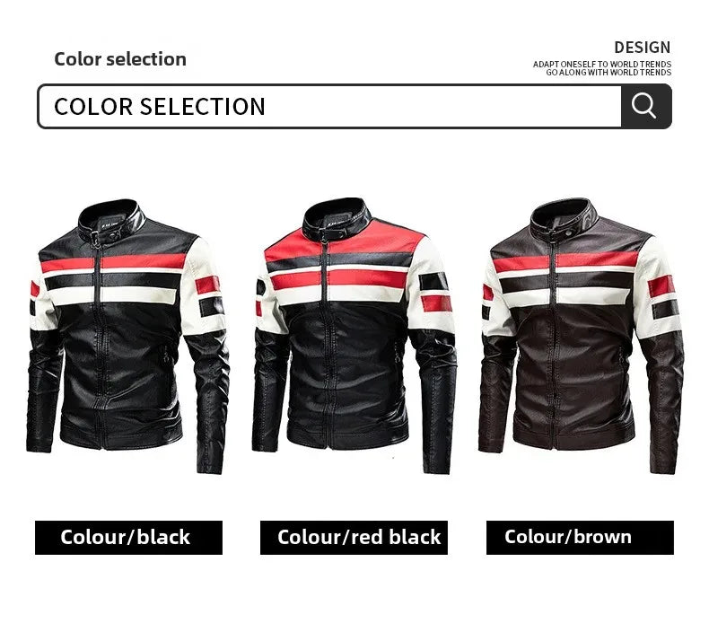 Mens Leather Motorcycle Jacket - Fashionable Casual Vintage Spring Autumn Wear - ZOOMNSTORE