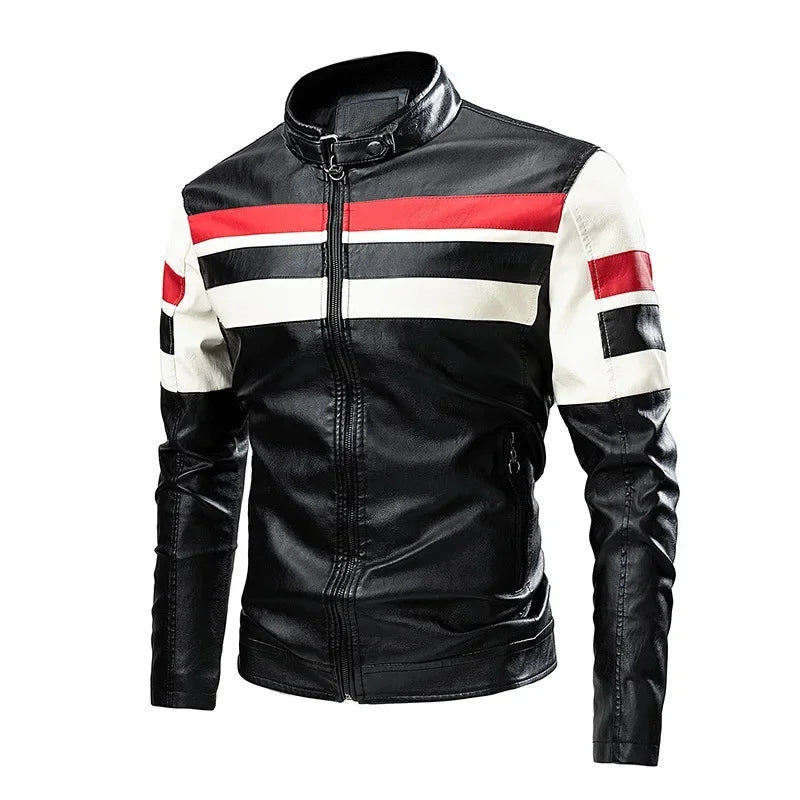 Mens Leather Motorcycle Jacket - Fashionable Casual Vintage Spring Autumn Wear - ZOOMNSTORE