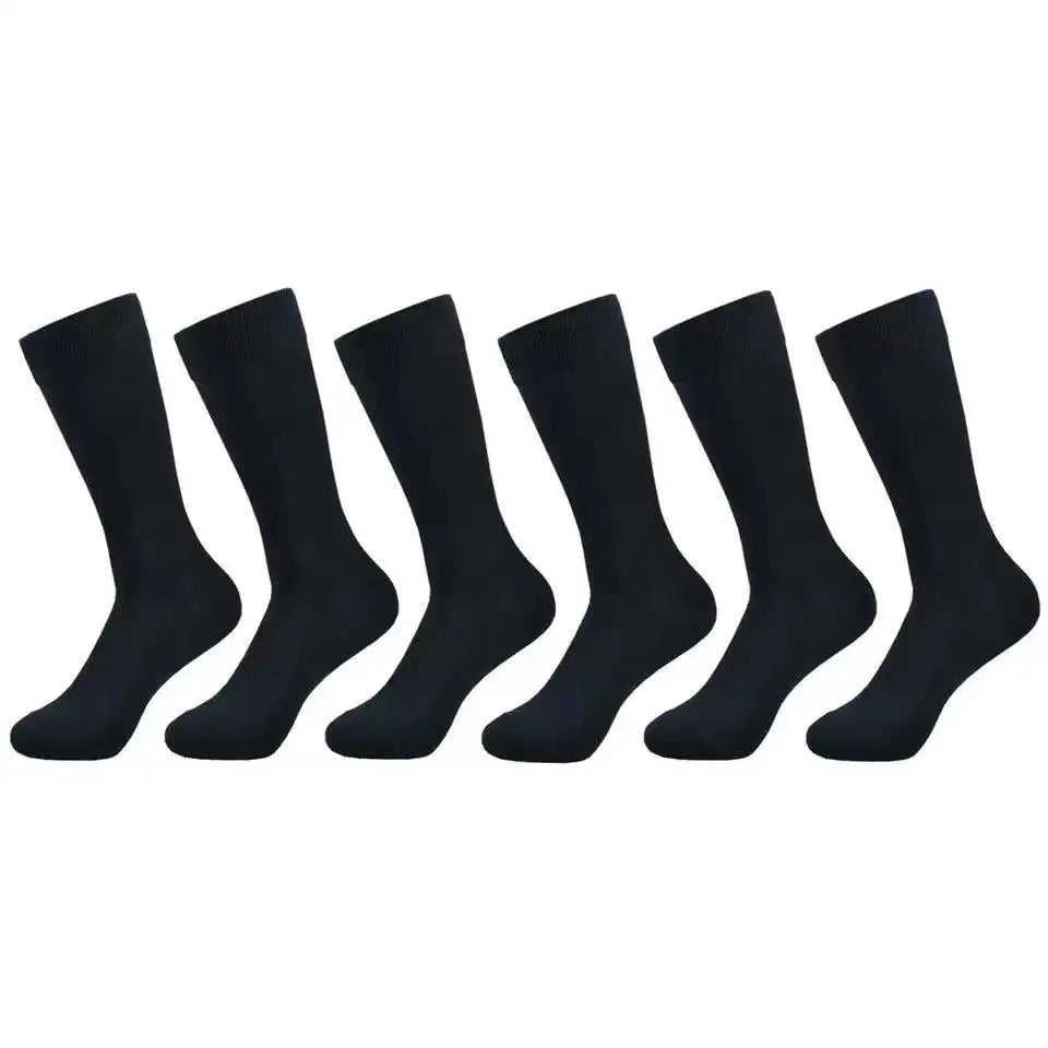 Mens Middle Tube Socks - 6 Pairs Solid Colour Black White Casual Streetwear - ZOOMNSTORE
