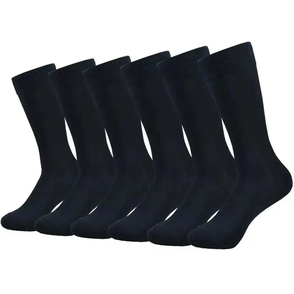 Mens Middle Tube Socks - 6 Pairs Solid Colour Black White Casual Streetwear - ZOOMNSTORE