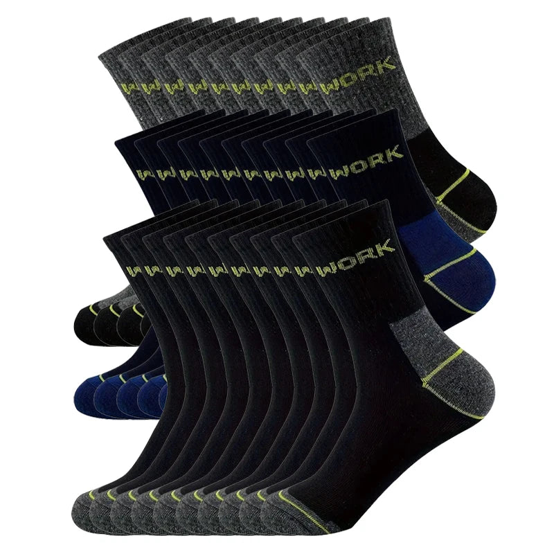 Mens Moisture-Wicking Cotton Sports Socks - Cushioned Hiking Outdoor Anti-Slip 30 Pairs - ZOOMNSTORE