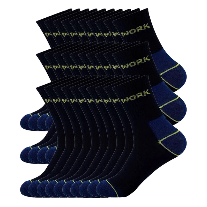 Mens Moisture-Wicking Cotton Sports Socks - Cushioned Hiking Outdoor Anti-Slip 30 Pairs - ZOOMNSTORE