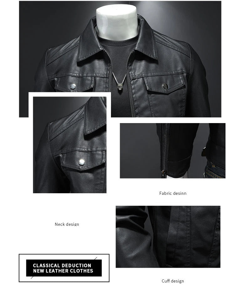 Mens Oversized PU Leather Motorcycle Jacket - Waterproof Winter Riding Suit - ZOOMNSTORE
