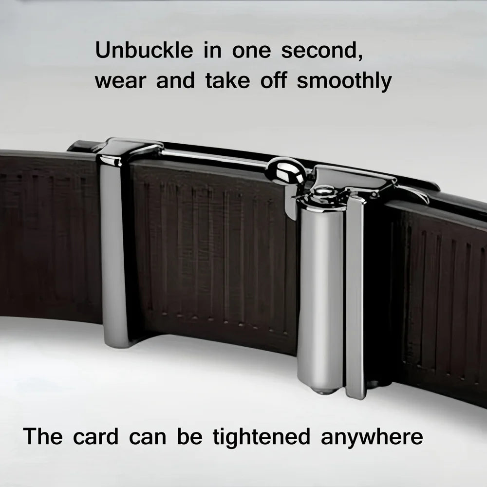 Mens PU Leather Automatic Buckle Belt - Business Casual Office Wear - ZOOMNSTORE