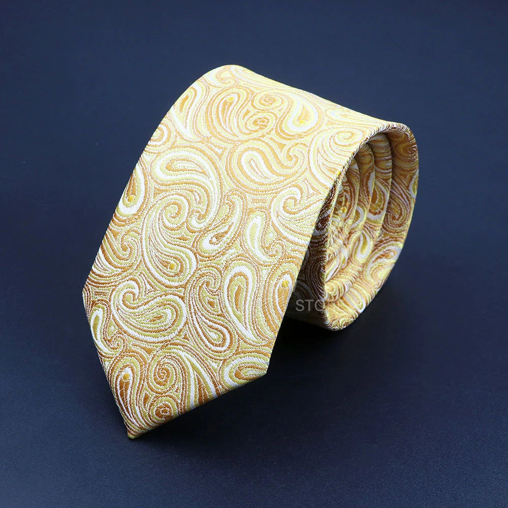 Mens Paisley Necktie - Grey Brown Green Wedding Business Tie - ZOOMNSTORE