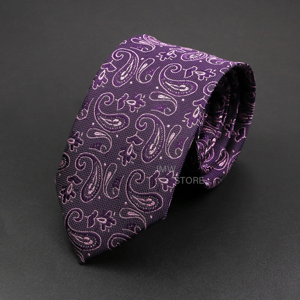 Mens Paisley Necktie - Grey Brown Green Wedding Business Tie - ZOOMNSTORE