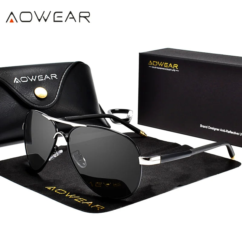 Mens Polarized Aviation Sunglasses - HD Driving Pilot Sun Glasses - ZOOMNSTORE